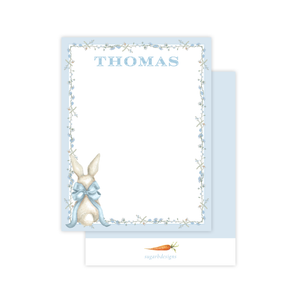 Bunny and Bow Blue Flat Stationery