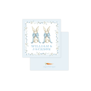 Bunny and Bow Blue Twins Calling Card