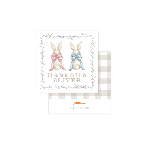 Bunny and Bow Twins Calling Card