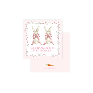 Bunny and Bow Pink Twins Calling Card