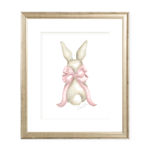 Bunny and Bow Pink Watercolor Print