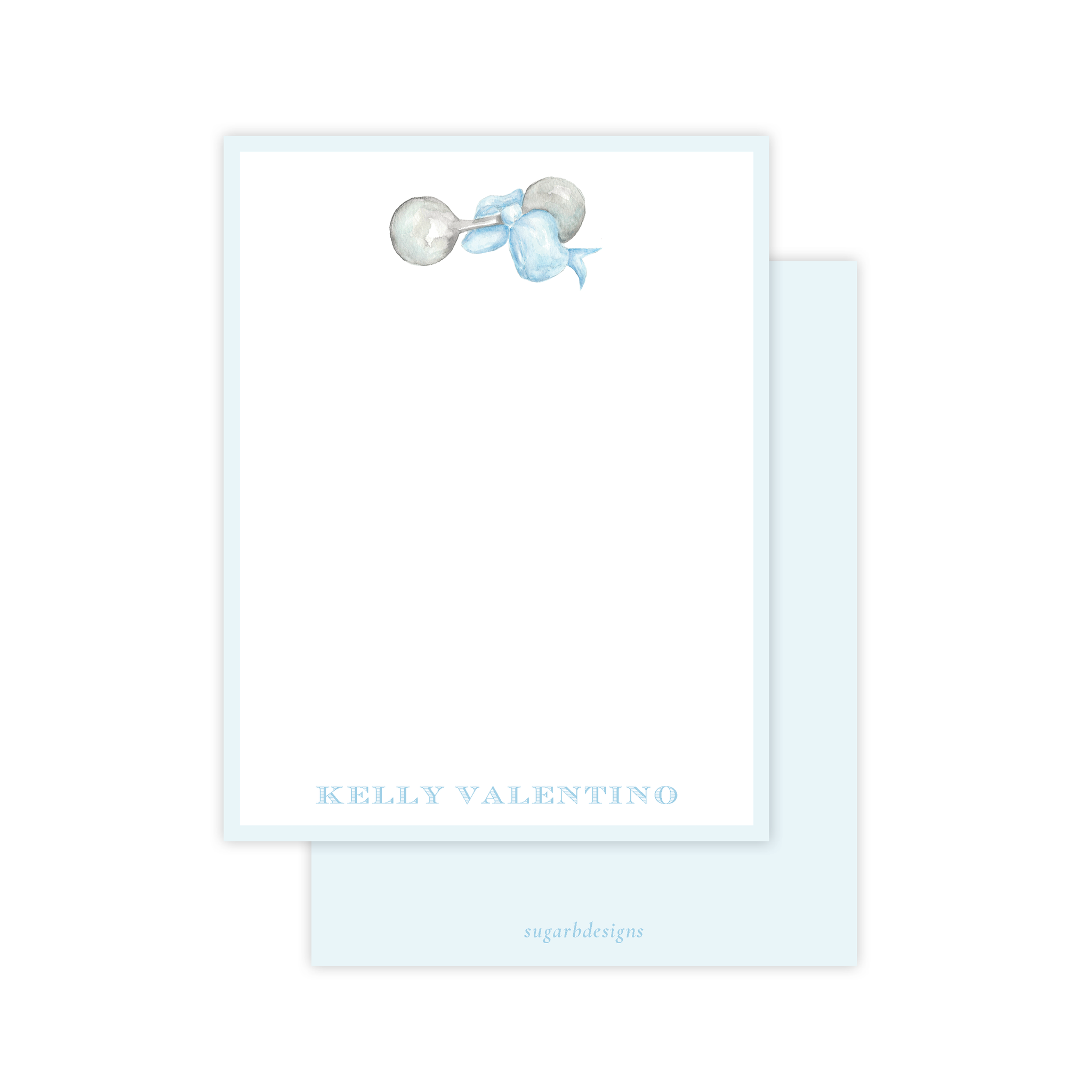 Carlson Rattle blue baby stationery 
