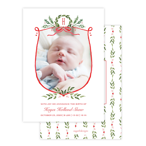 Clayton Wreath Christmas Card Birth Announcement
