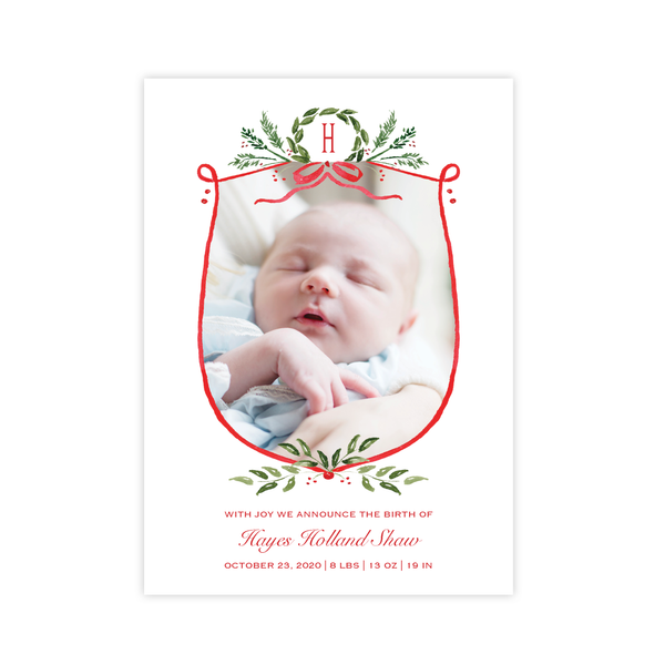 Clayton Wreath Christmas Card Birth Announcement