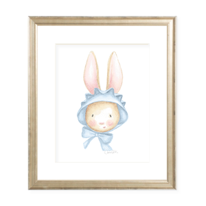Chamberlain Bunny Blue Bonnet Watercolor Print