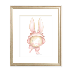 Chamberlain Bunny Pink Bonnet Watercolor Print