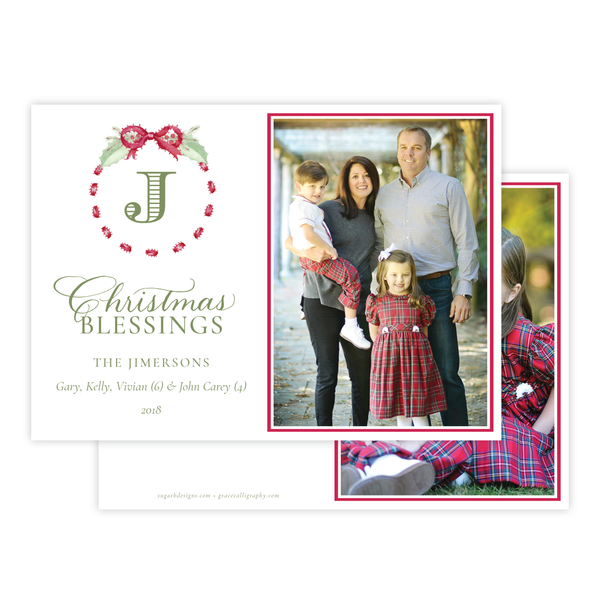 Collins Bow Red Horizontal Christmas Card