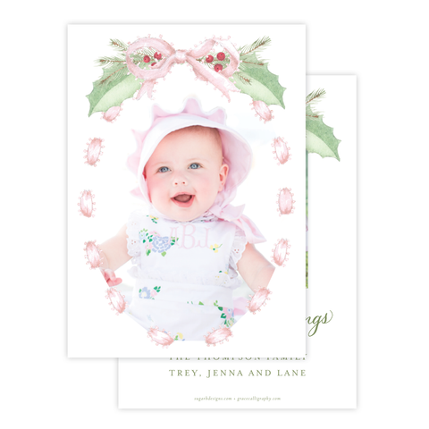 Collins Bow Pink Christmas Card
