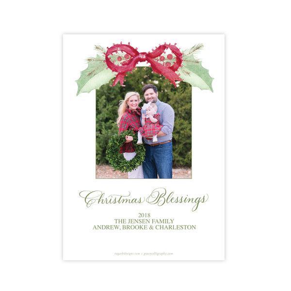 Collins Bow Red Christmas Card