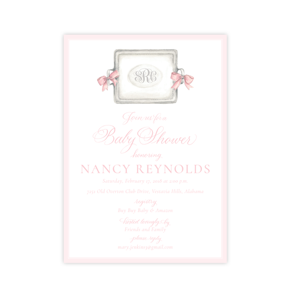 Crawford in Pink Baby Shower Invitation