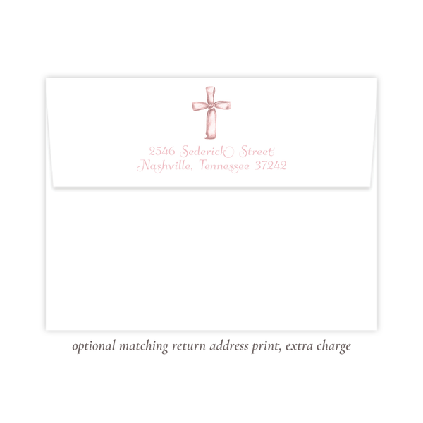 Watercolor Cross Pink Flat Stationery