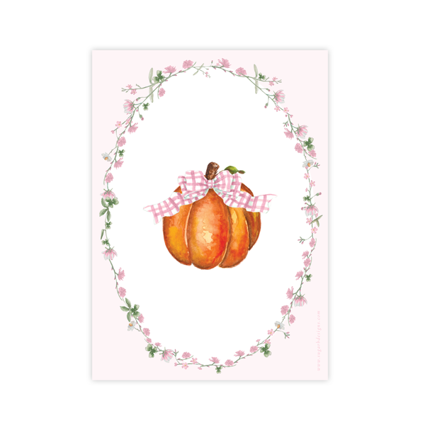 Cute Pumpkin Pink Bow Birthday Invitation