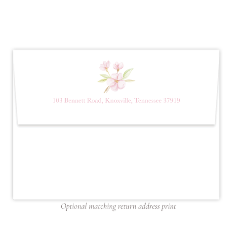 Dogwood Blooms Pink 5x7 Envelope Return Address Print