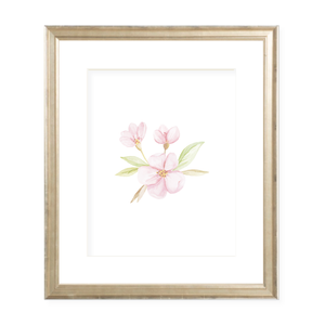 Dogwood Blooms Three Buds Watercolor Print