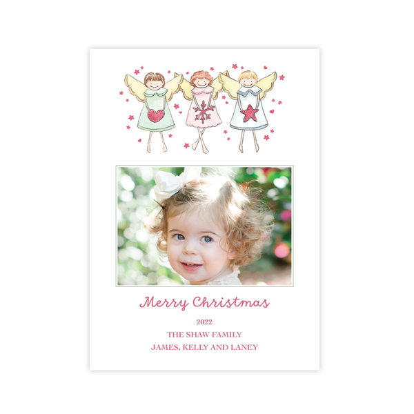 Dolly's Angels Pink Christmas Card Portrait with No Photo on Back