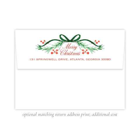 Dutton Wreath Christmas A7 Return Address Print