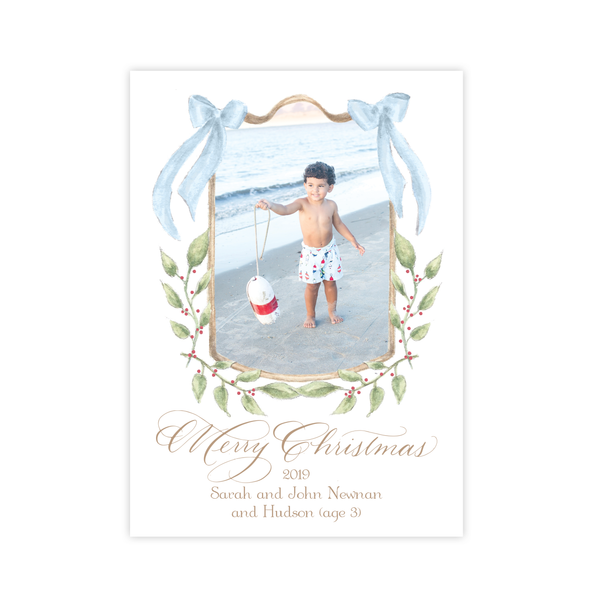 Dalton Frame 'Merry Christmas' Blue Vertical Two Photo Christmas Card