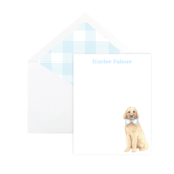 Doodle Pup Blue Flat Stationery
