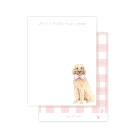Doodle Pup Pink Flat Stationery