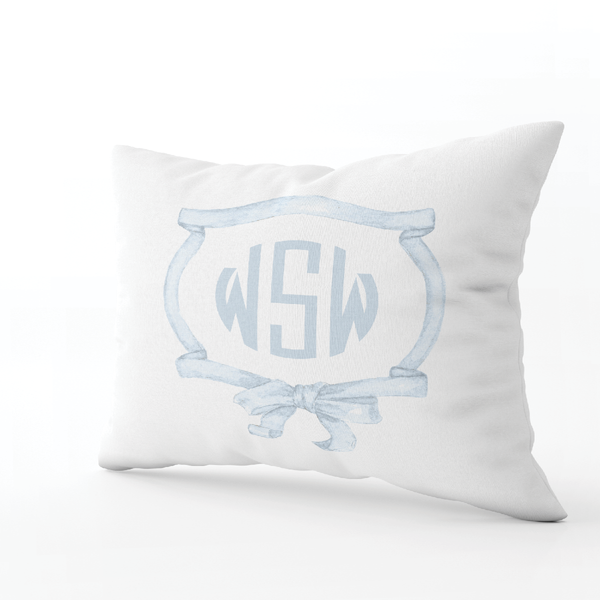 Edie Wreath Blue Monogram Lumbar Pillow