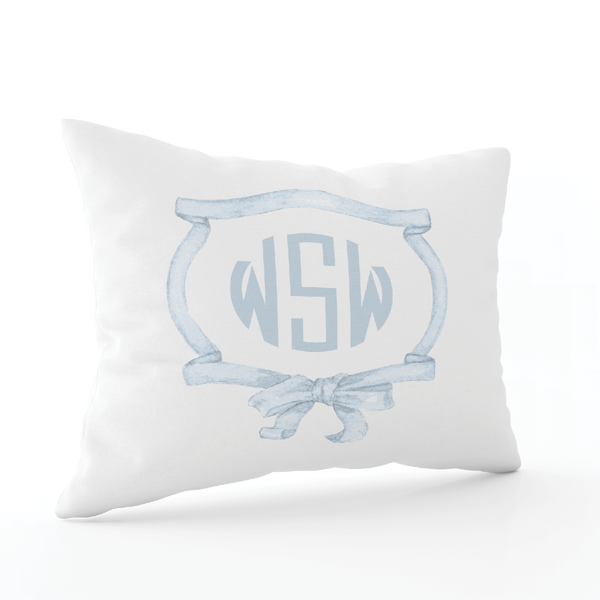 Edie Wreath Blue Monogram Lumbar Pillow