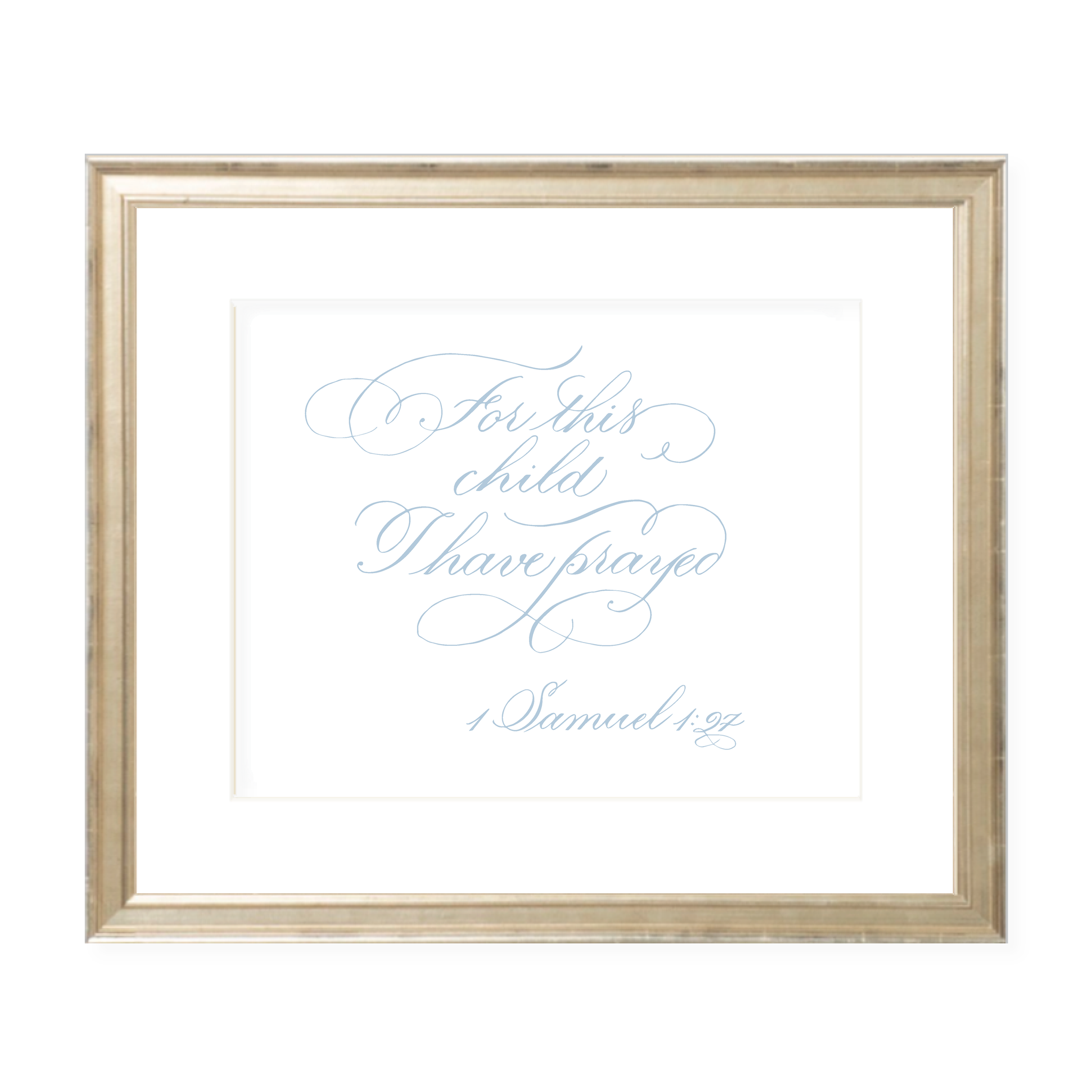 For This Child Blue Calligraphy Landscape Art Print