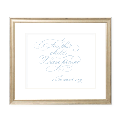 For This Child Blue Calligraphy Landscape Art Print