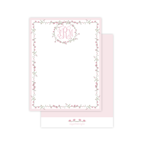 Farley Floral Pink Flat Stationery