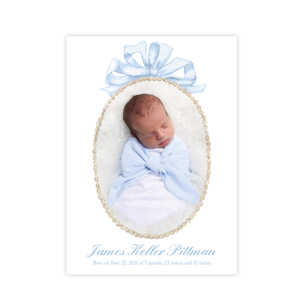 Florentine Wreath Blue Birth Announcement