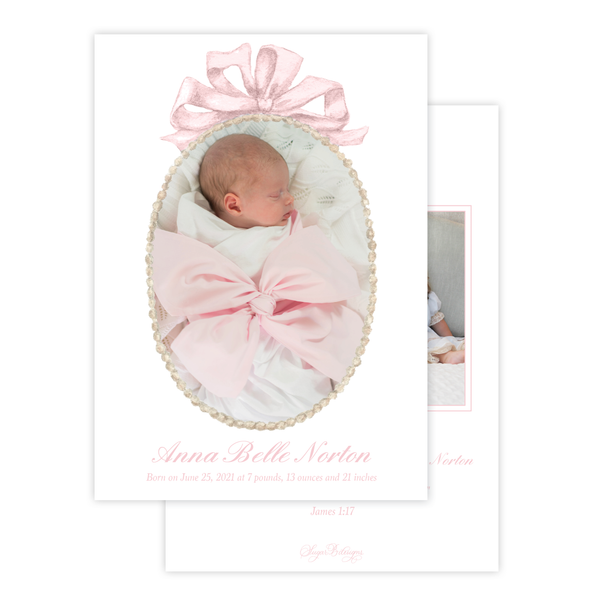 Florentine Wreath in Pink Birth Announcement