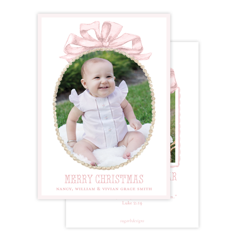 Florentine Wreath in Pink Christmas Card
