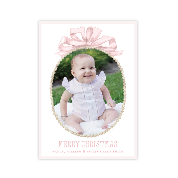 Florentine Wreath in Pink Christmas Card