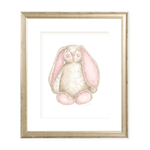 Fluffy Bunny in Pink Watercolor Print