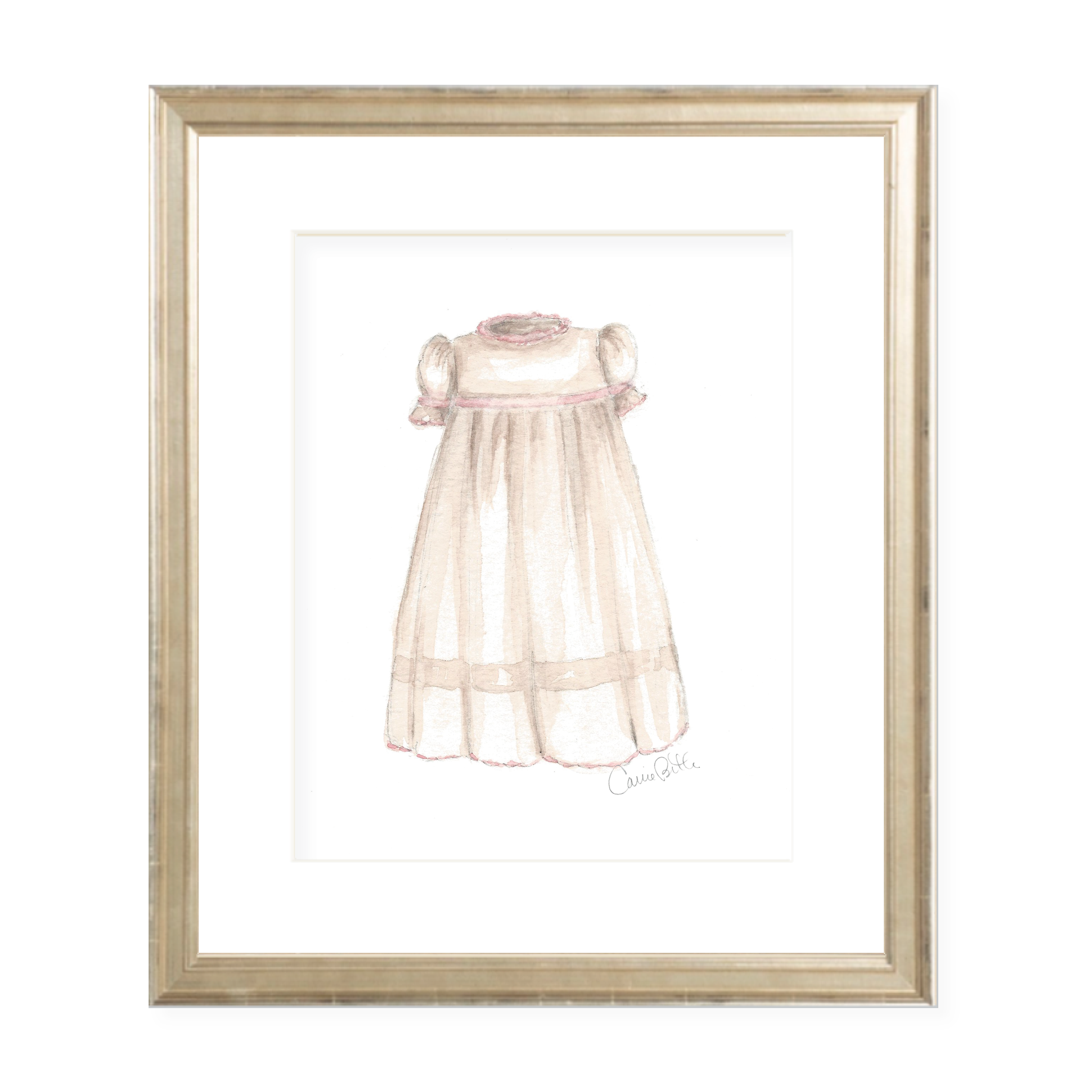 Frances Hereford Dress in Pink Watercolor Print