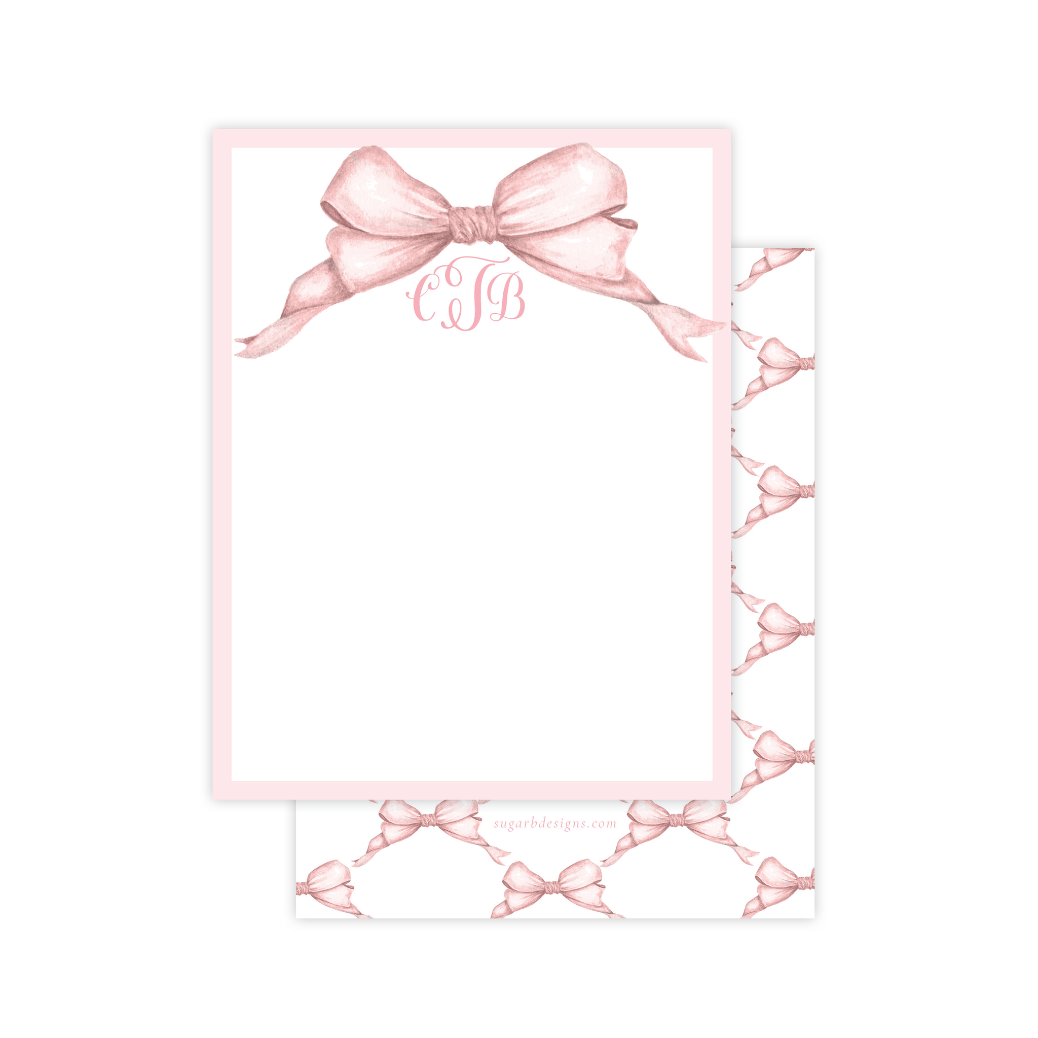Gable Bow Pink Flat Stationery
