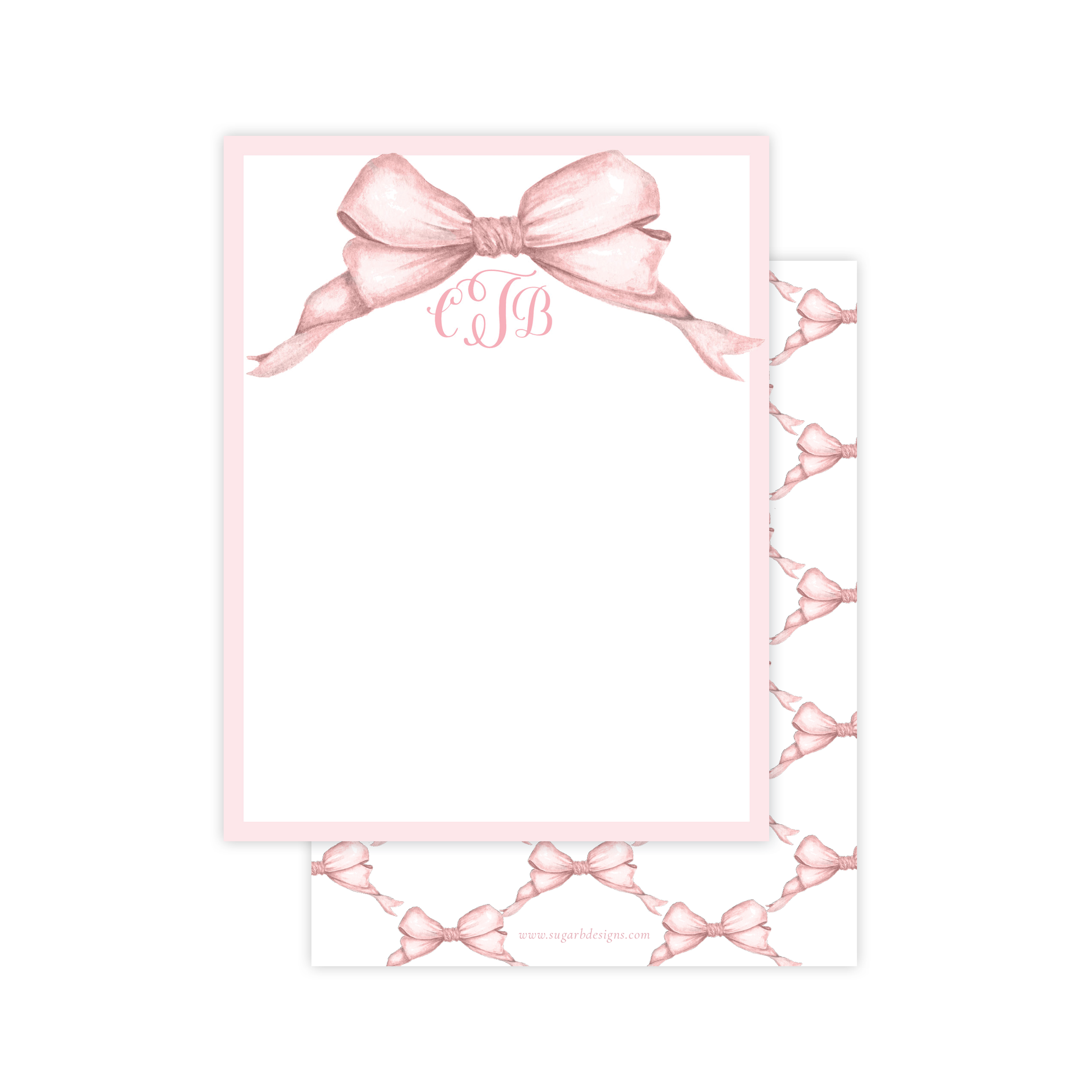 Gable Pink Bow Flat Stationery