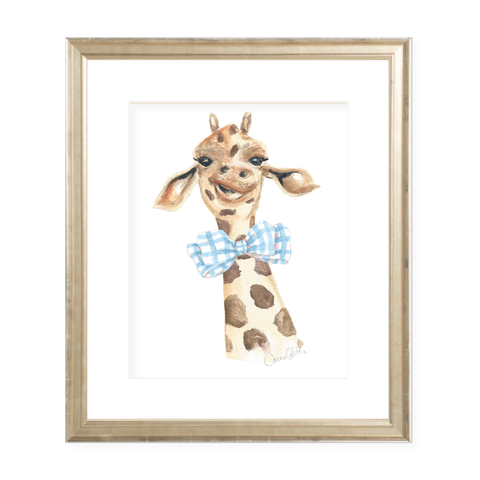 George the Giraffe and Bowtie Watercolor Print