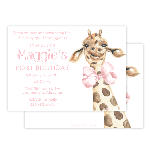 Georgette the Giraffe Birthday Invitation