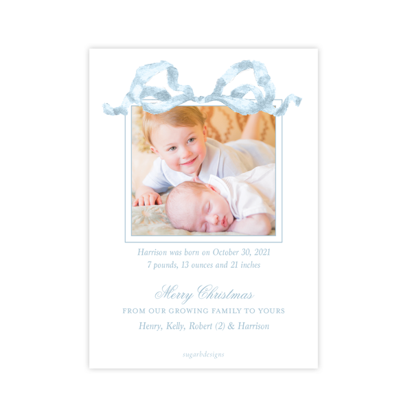Georgia's Frame Blue Birth Announcement Christmas Card