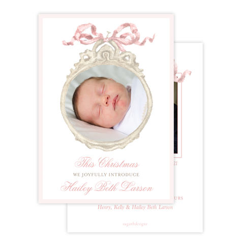 Georgia's Frame Pink Birth Announcement Christmas Card