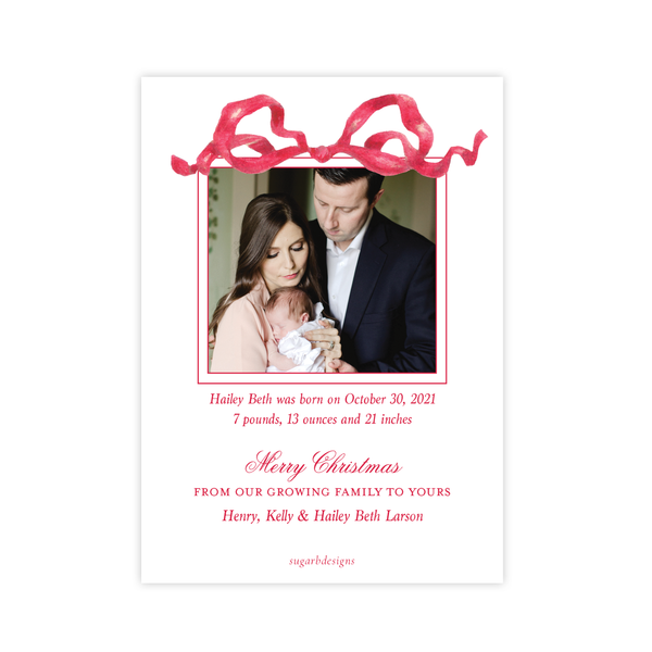 Georgia's Frame Red Birth Announcement Christmas Card