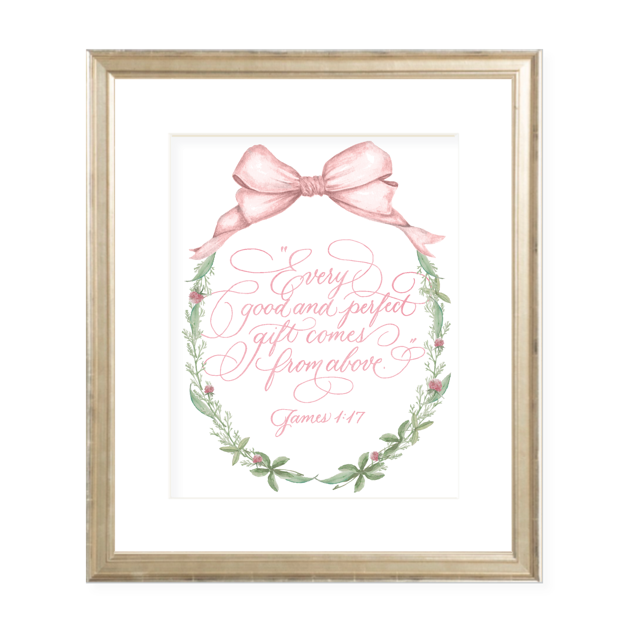 Green Gable Pink Watercolor Print by Sugar B Designs featuring Grace Hall Calligraphy