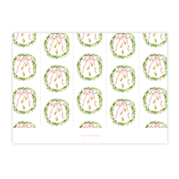 Harrington Wreath Pink Christmas Card Landscape