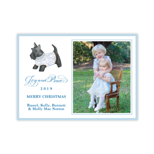 Herend Inspired Scottie Dog Landscape Christmas Card