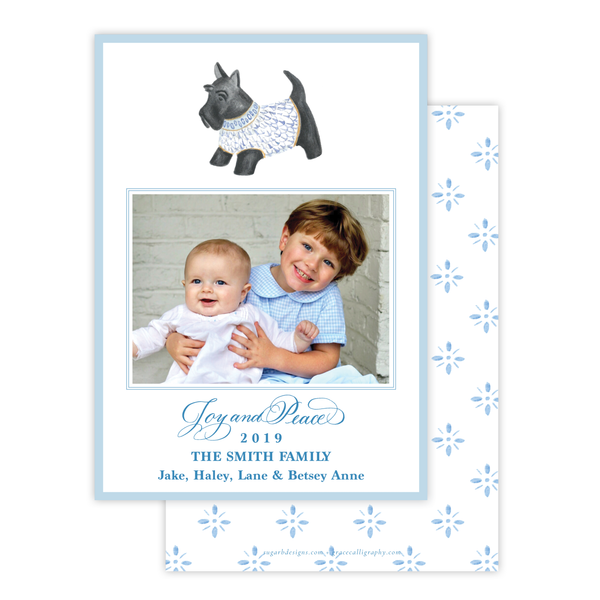 Herend Inspired Scottie Dog Vertical Christmas Card