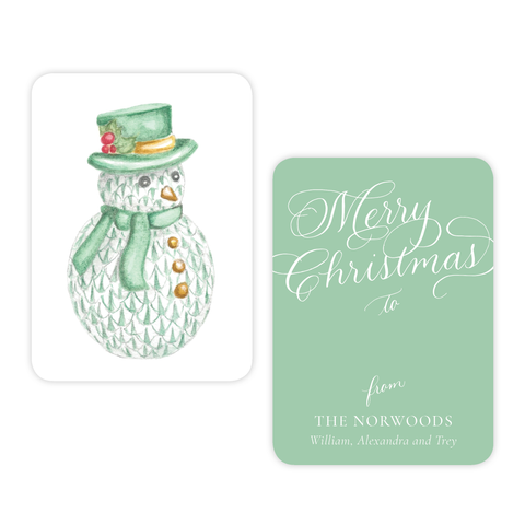 Herend Inspired Snowman 4 Bar Christmas Gift Tag