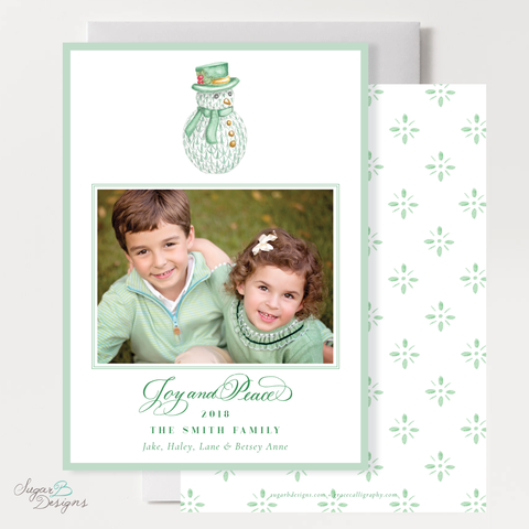 Herend Inspired Snowman Vertical Christmas Card