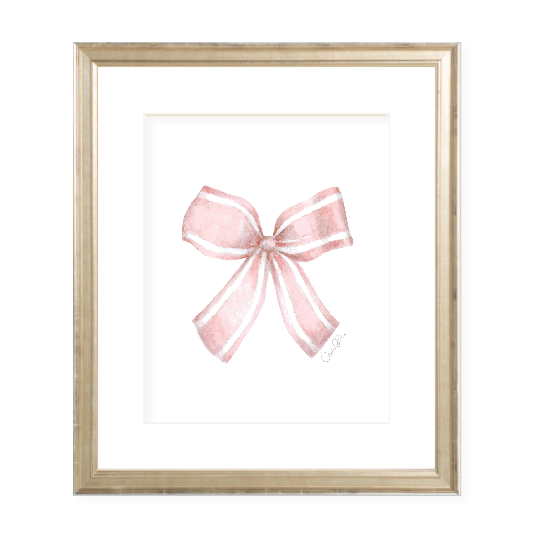 Isabelle Bow Pink Watercolor Print by Sugar B Designs