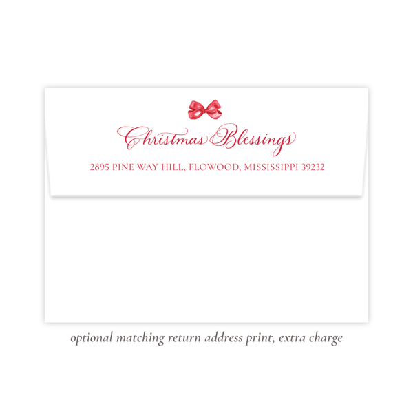 Leslee Bow Red Birth Announcement Christmas Card
