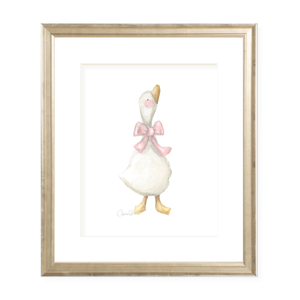 Laurie's Ducks Pink Portrait Right Facing Watercolor Print